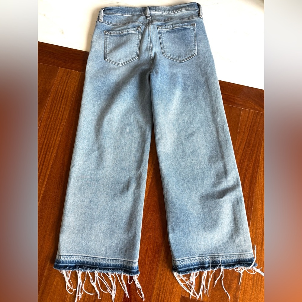 LOFT Women’s Pants Jeans Wide Leg Crop Destructed Frayed Hem Women Size 4 / 27 - Picture 11 of 14